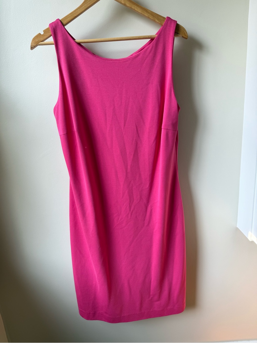 LESLEY EVERS Pink Sheath Dress Preppy Minimalist Glam Parisian Chic Resortwear L